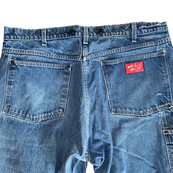 Vintage Wild Ass Jeans Mens 44 Carpenter Workwear Suspender Buttons - Picture 8 of 12